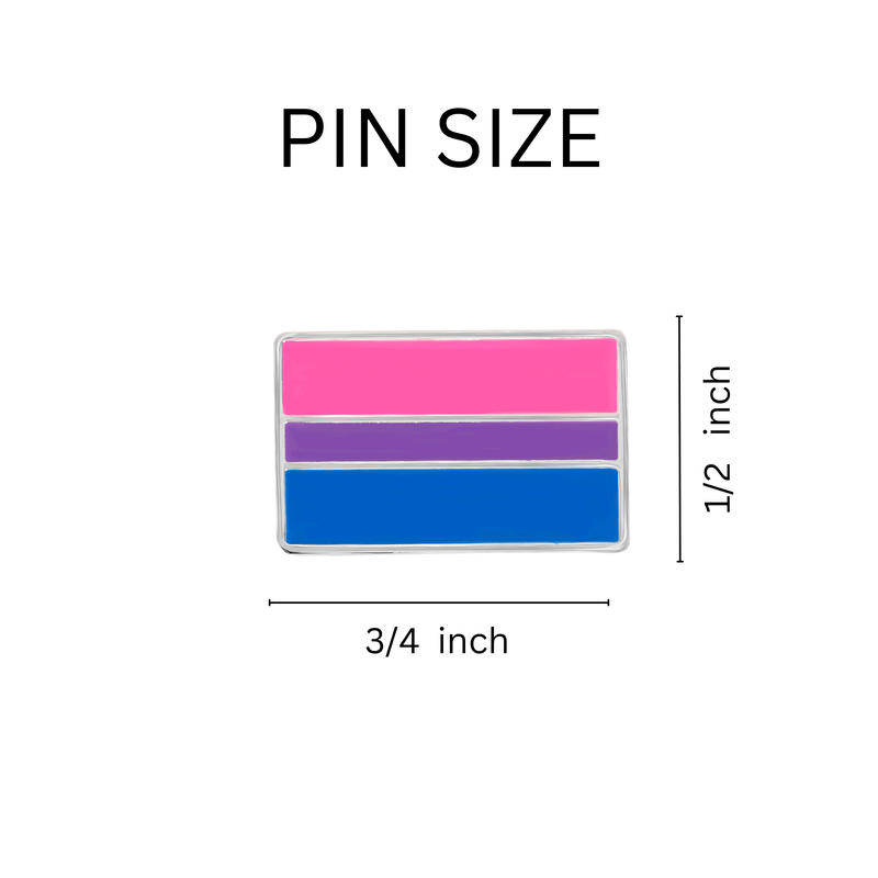 Rectangle Bisexual Flag Pins, LGBTQ Gay Pride Awareness Pins in Bulk