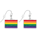 Rectangle Bulk Rainbow Pride Hanging Earrings, LGBTQ Gay Pride Awareness