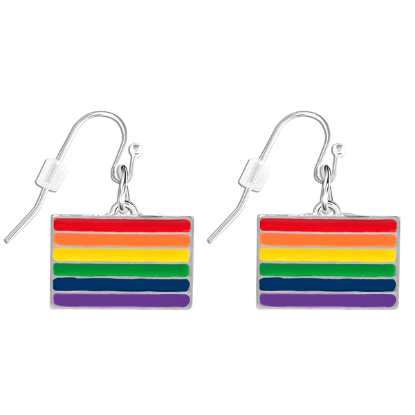 Rectangle Bulk Rainbow Pride Hanging Earrings, LGBTQ Gay Pride Awareness