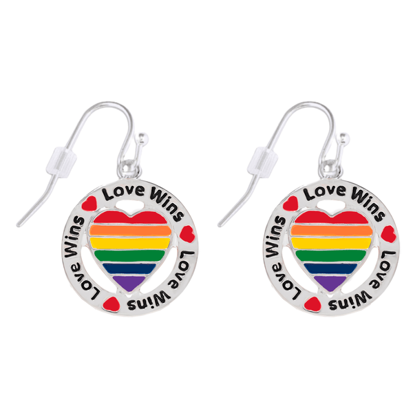 Round Rainbow Love Wins Hanging Earrings