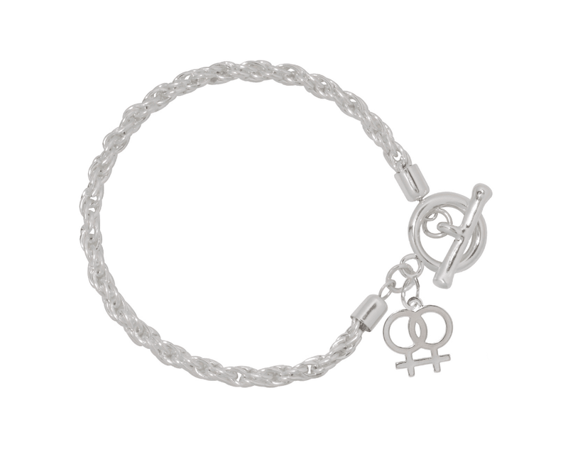 Same Sex Female Symbol Charm Silver Rope Bracelets - We Are Pride Wholesale