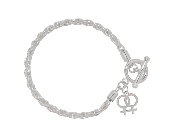 Same Sex Female Symbol Charm Silver Rope Bracelets We Are Pride