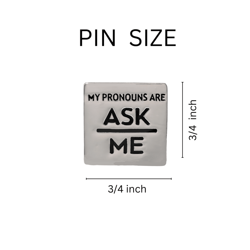 Ask Me My Pronoun Square Pins for Gay Pride, LGBTQ Gay Pride Jewelry
