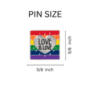Square Love Is Love Rainbow Gay Pride Pins, LGBTQ Gay Pride Awareness