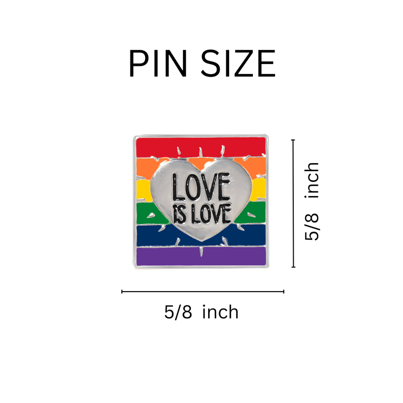 Square Love Is Love Rainbow Gay Pride Pins, LGBTQ Gay Pride Awareness