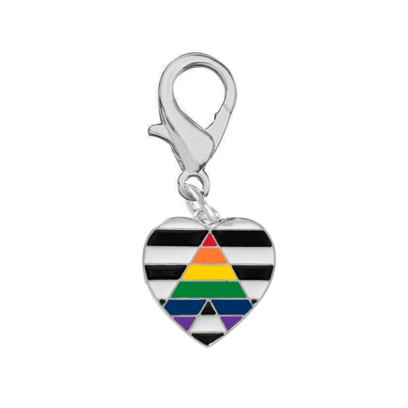 Straight Ally Heart Hanging Charm, LGBTQ Gay Pride Awareness