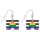 Straight Ally Rectangle Charm Hanging Earrings, LGBTQ Gay Pride Awareness