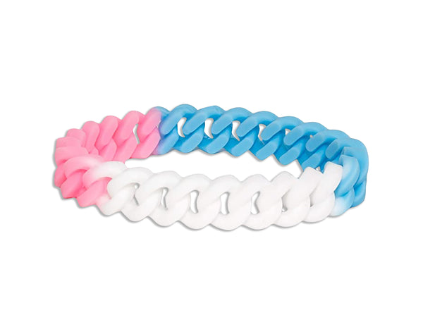 Transgender Flag Chain Link Silicone Bracelet Wristbands