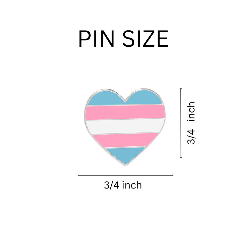 Transgender Heart Shaped Pins, LGBTQ Gay Pride Awareness