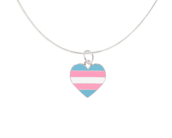 Transgender Heart Charm Necklaces, LGBTQ Gay Pride Awareness