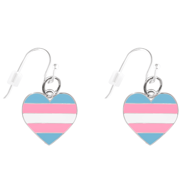 Transgender Heart Hanging Earrings, LGBTQ Gay Pride Awareness