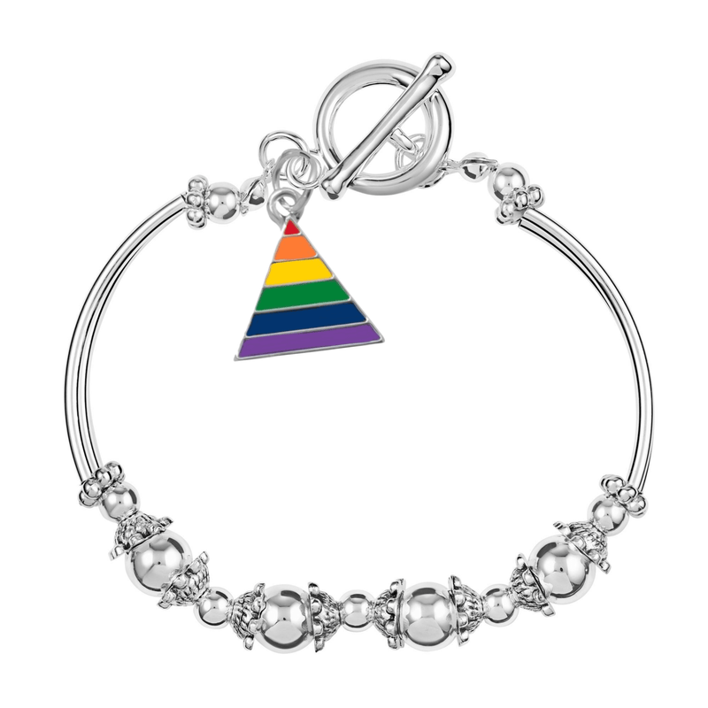 Triangle Shaped Rainbow Charm Partial Beaded Bracelets
