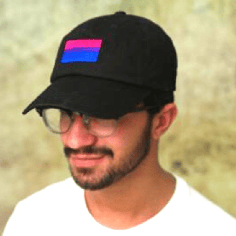 Bisexual Bulk Embroidered Rectangle Flag Hats in Black - We Are Pride