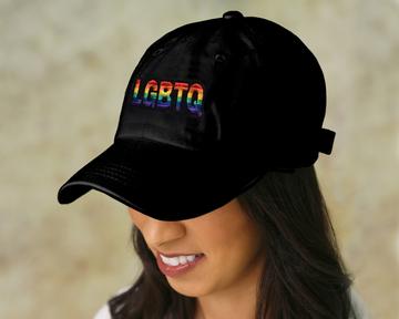 Bulk Embroidered LGBTQ Rainbow Baseball Hats in Black - We Are Pride Wholesale