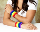 25 Pairs Rainbow Striped Sport Sweat Bands/Wristbands