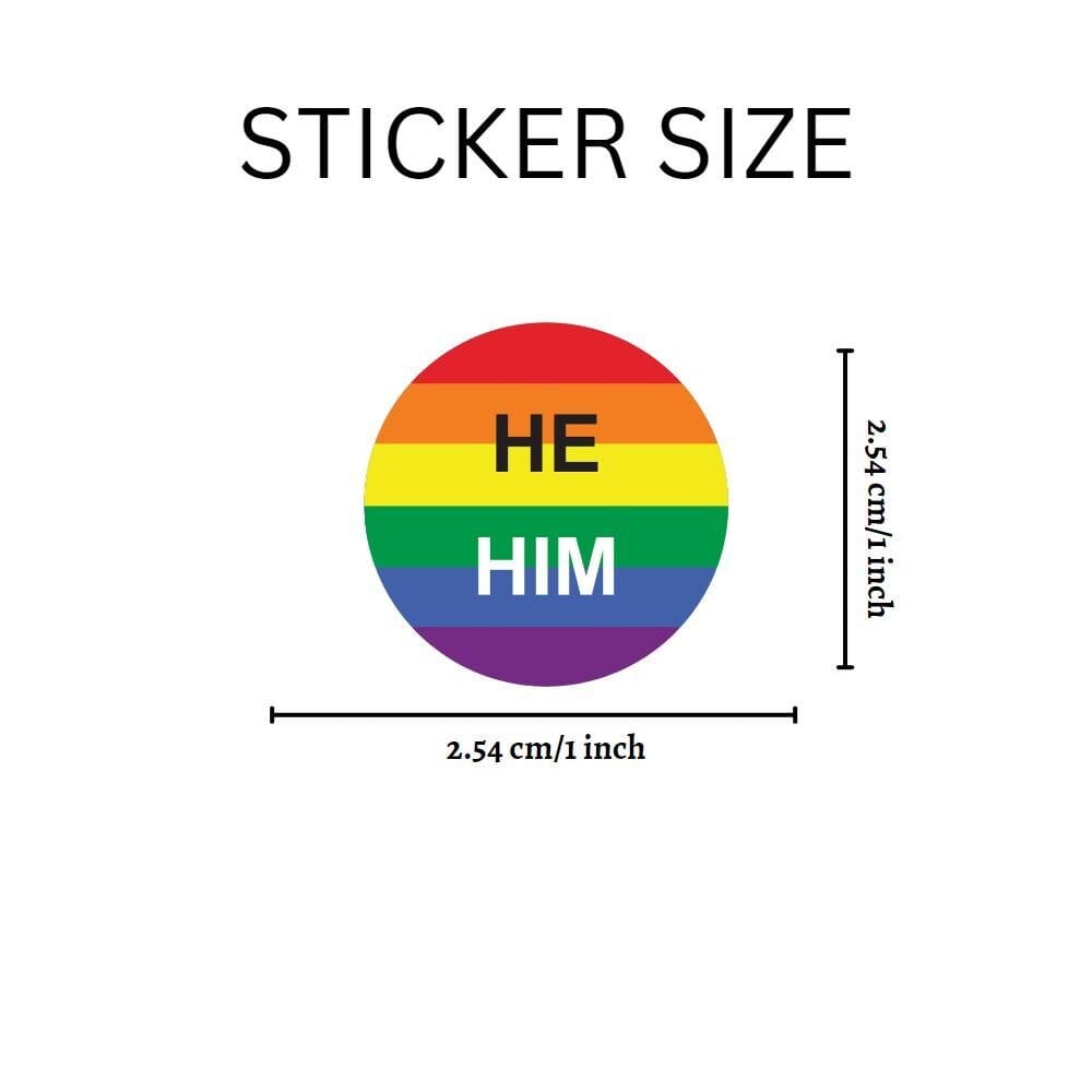 He Him Pronoun Rainbow Stickers for Gay Pride, LGBTQ Rainbow Flag Pronoun - We Are Pride