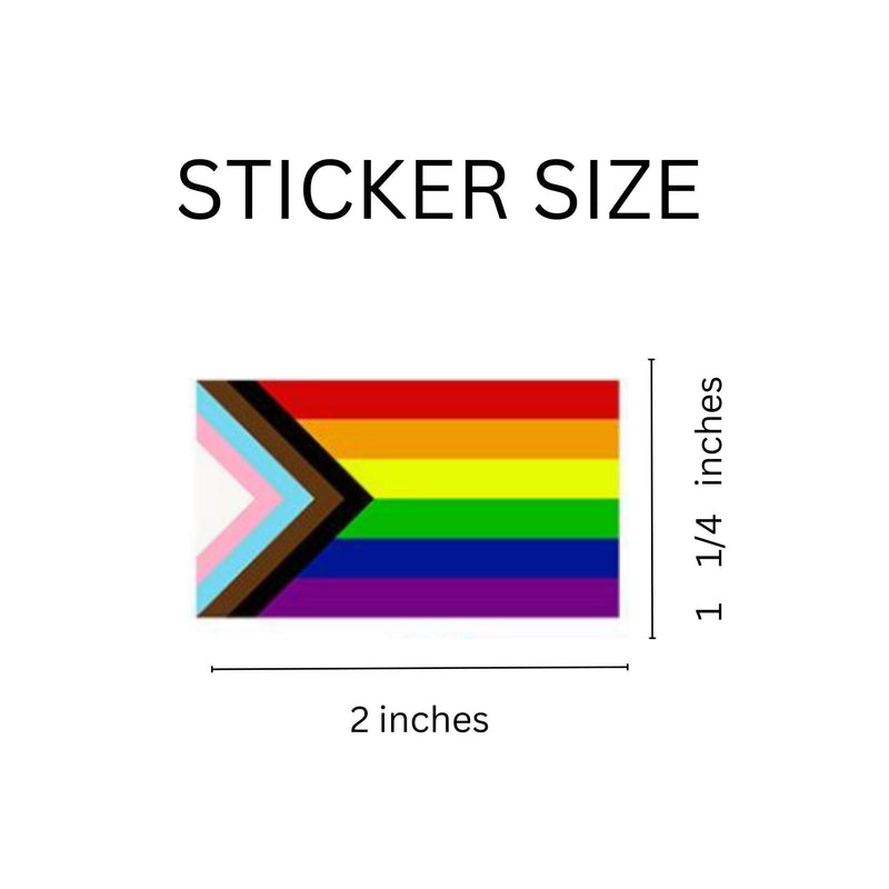 Rectangle Daniel Quasar "Progress Pride" Flag Stickers, LGBTQ Gay Pride Awareness