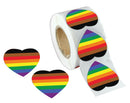 Philadelphia 8 Stripe Bulk Rainbow Gay Pride Flag Heart Stickers, LGBTQ Gay Pride Awareness