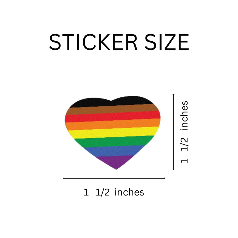 Philadelphia 8 Stripe Bulk Rainbow Gay Pride Flag Heart Stickers, LGBTQ Gay Pride Awareness
