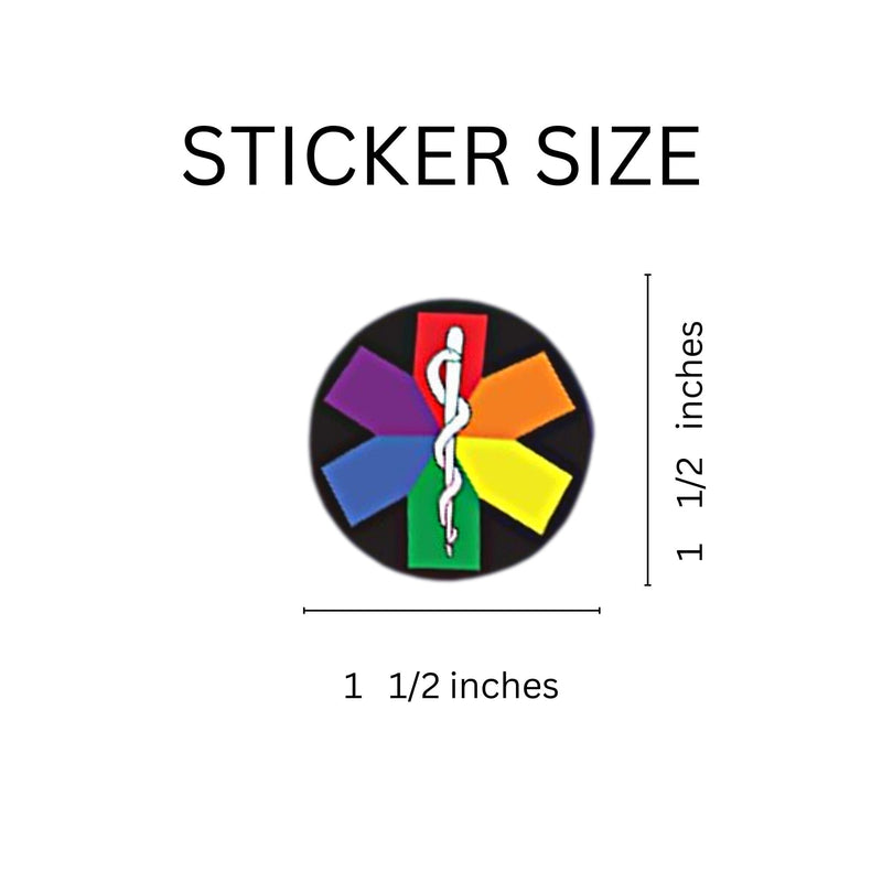 Bulk Rainbow Star of Life EMT Stickers, LGBTQ Gay Pride Awareness