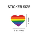 Bulk, Wholesale Rainbow Striped Heart Shaped Stickers, LGBTQ Gay Pride Awareness