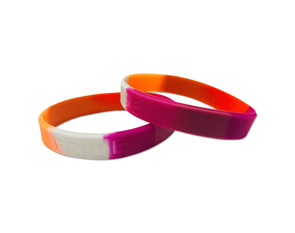 Silicone Sunset Lesbian PRIDE Bracelets, Lesbian Flag Wristbands Bulk