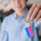 Bisexual Flag Silicone Key Chains, Cheap Gay Pride Jewelry