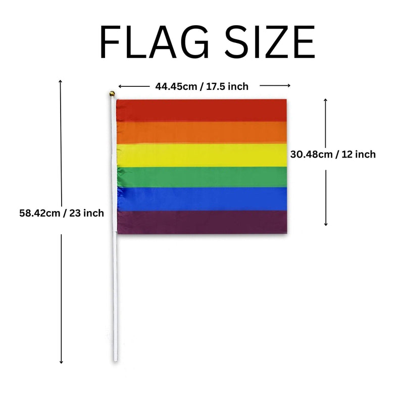 Large Rainbow Striped Flags on a Stick - We Are Pride Wholesale