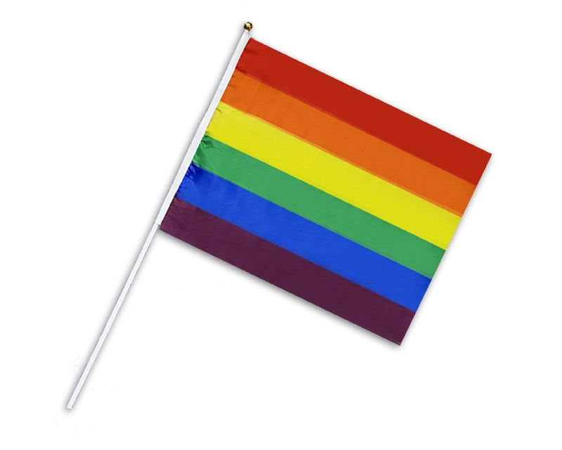 Large Rainbow Striped Flags on a Stick - We Are Pride Wholesale