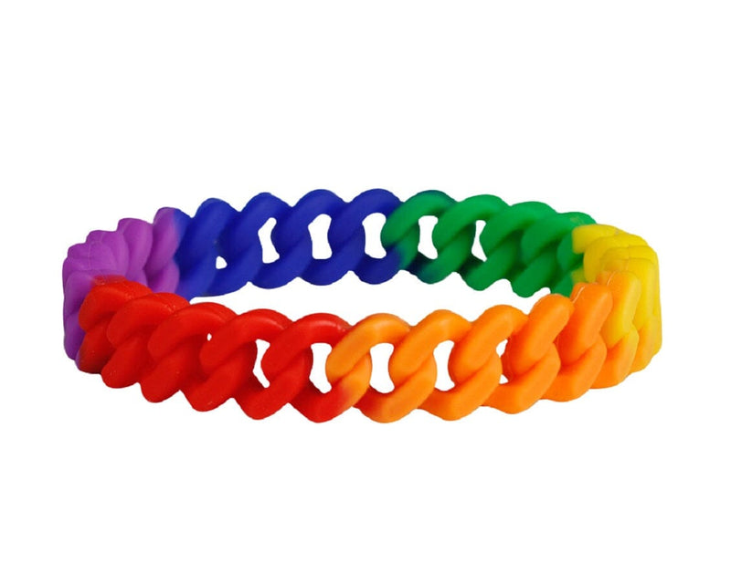 Bulk Rainbow Chain Link Silicone Bracelets - We Are Pride Wholesale