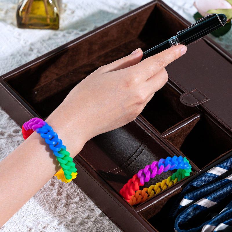 Rainbow Chain Link Silicone Bracelets, Gay Pride Wristbands in