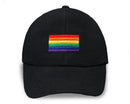 Bulk Embroidered Rectangle Rainbow Flag Hats in Black - We Are Pride Wholesale