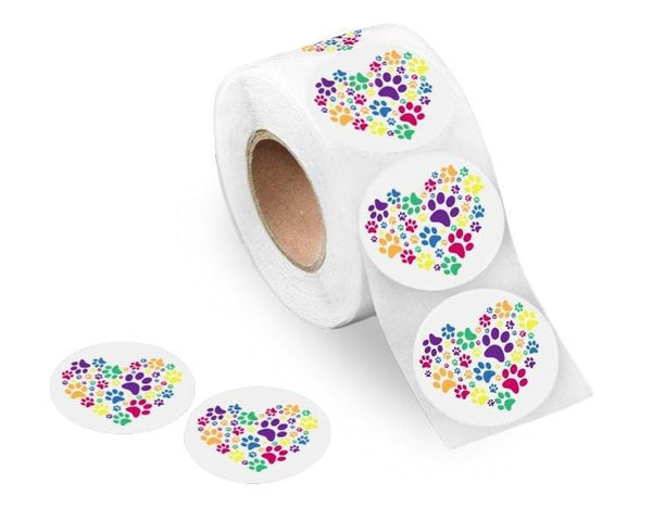 500 Rainbow Paw Print Heart Stickers (500 Stickers) - We Are Pride