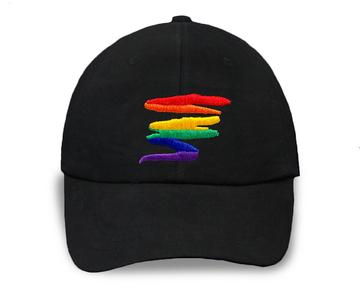Rainbow Squiggle Baseball Hats in Black