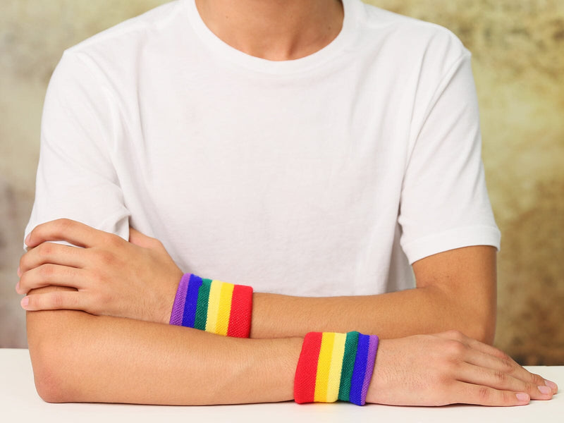 Rainbow Striped Sport Sweat Bands/Wristbands - We Are Pride