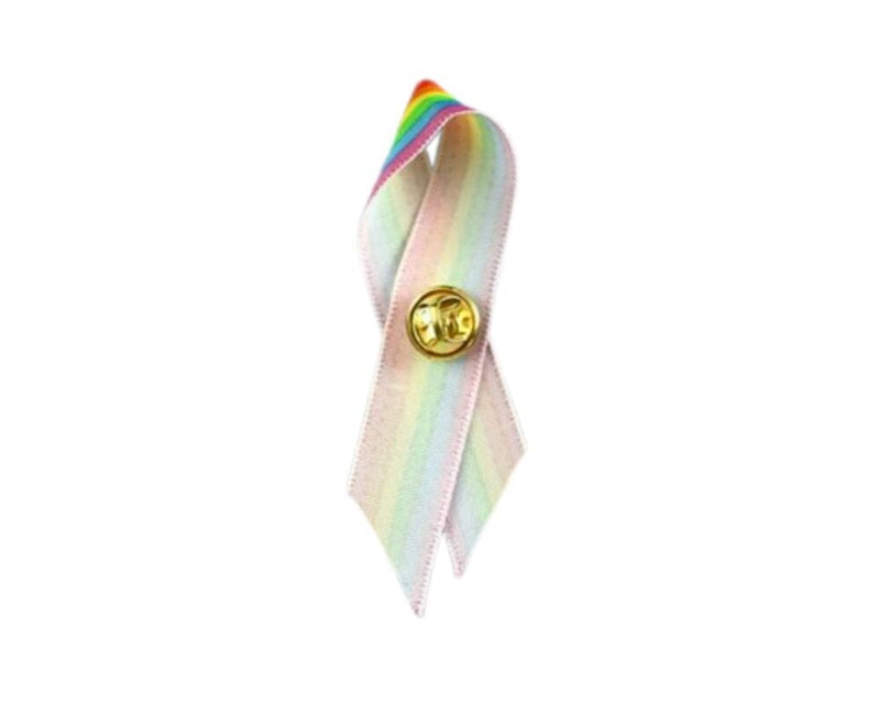 Satin Rainbow Striped Ribbon Pins in Bulk, Wholesale Prices.