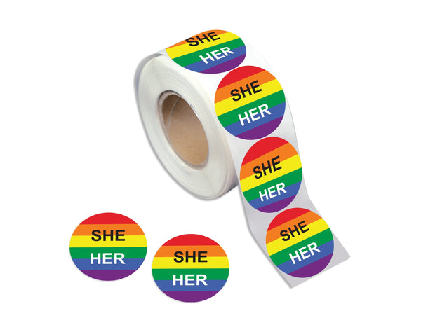 She Her Pronoun Rainbow Stickers for Gay Pride, LGBTQ Rainbow Flag Pronoun - We Are Pride