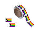 Small Daniel Quasar "Progress Pride" Rectangle Flag Stickers, LGBTQ Gay Pride Awareness