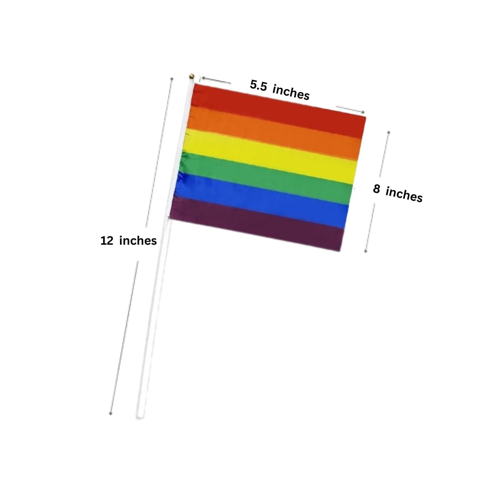 Small Rainbow Striped Flags on a Stick for PRIDE Parades, BULK PRIDE