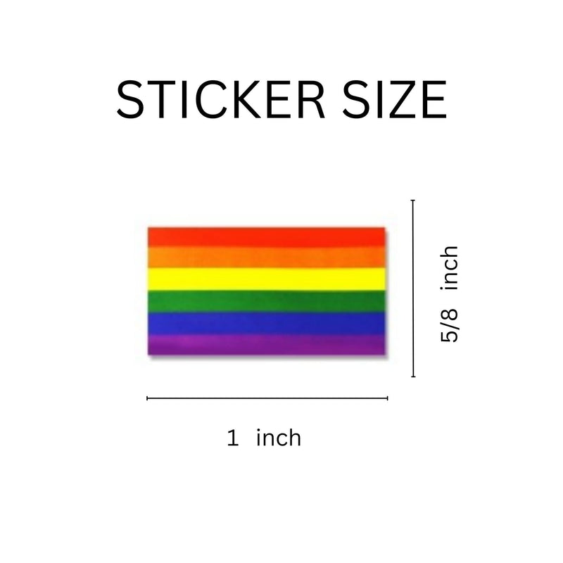 Small Rectangle Bulk Rainbow Flag Stickers, LGBTQ Gay Pride Awareness