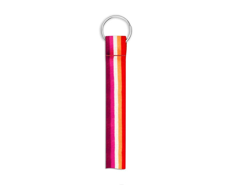 Bulk Sunset Lesbian Flag Colored Lanyard Style Keychains for PRIDE