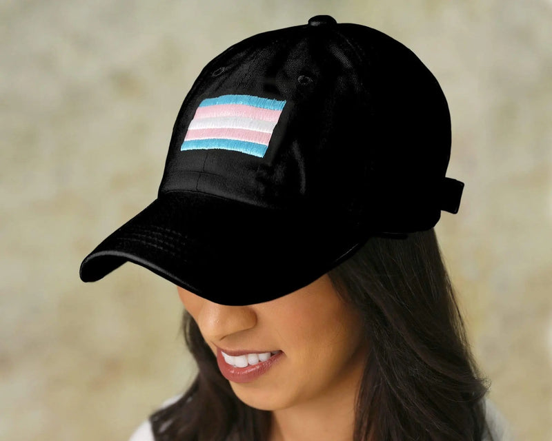 Bulk Transgender Flag Baseball Hats in Black, Wholesale Transgender ...