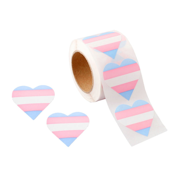 Transgender Heart Shaped Stickers, LGBTQ Gay Pride Awareness
